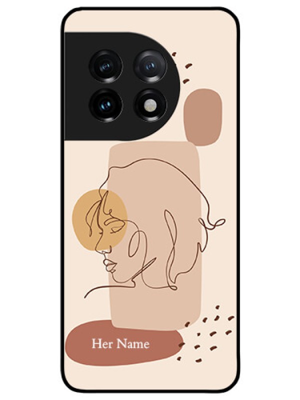 Custom OnePlus 11 5G Photo Printing on Glass Case - Calm Woman line art Design