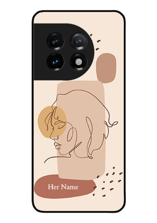 OnePlus 11 5G Photo Printing on Glass Case - Calm Woman line art Design