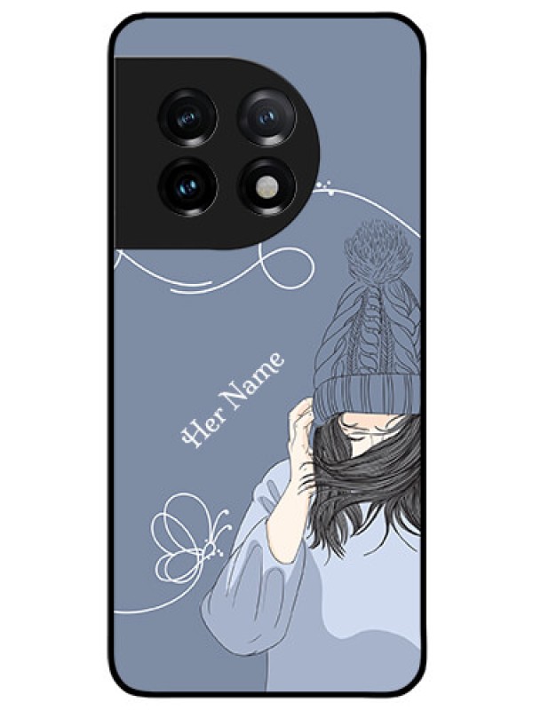 Custom OnePlus 11 5G Custom Glass Mobile Case - Girl in winter outfit Design
