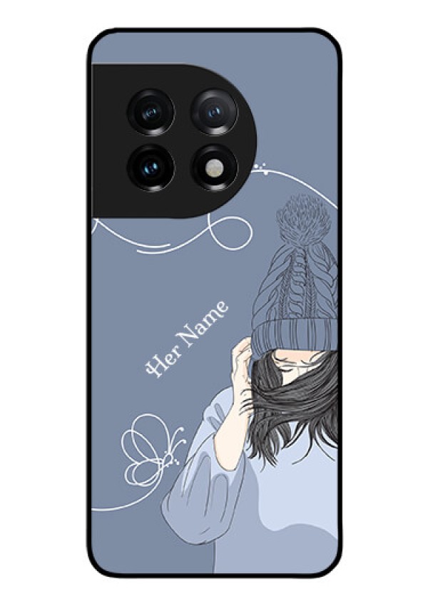 OnePlus 11 5G Custom Glass Mobile Case - Girl in winter outfit Design