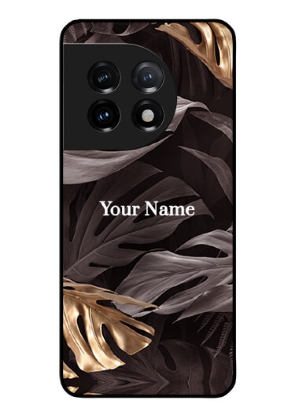 OnePlus 11 5G Personalised Glass Phone Case - Wild Leaves digital paint Design