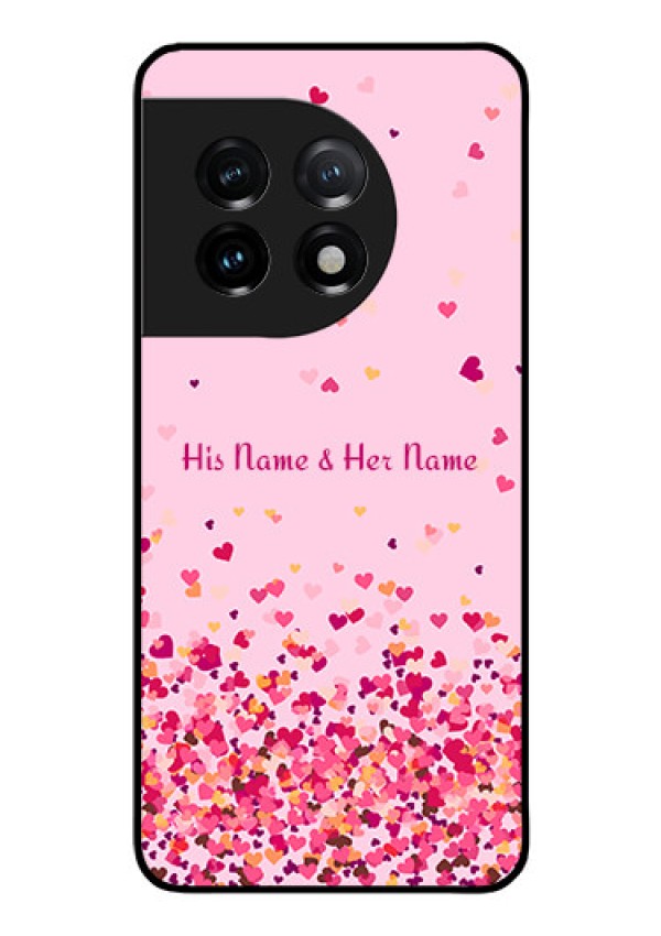 OnePlus 11 5G Photo Printing on Glass Case - Floating Hearts Design