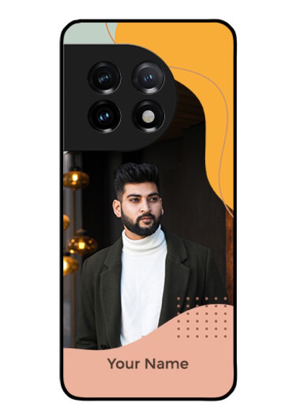 OnePlus 11 5G Personalized Glass Phone Case - Tri-coloured overlay design