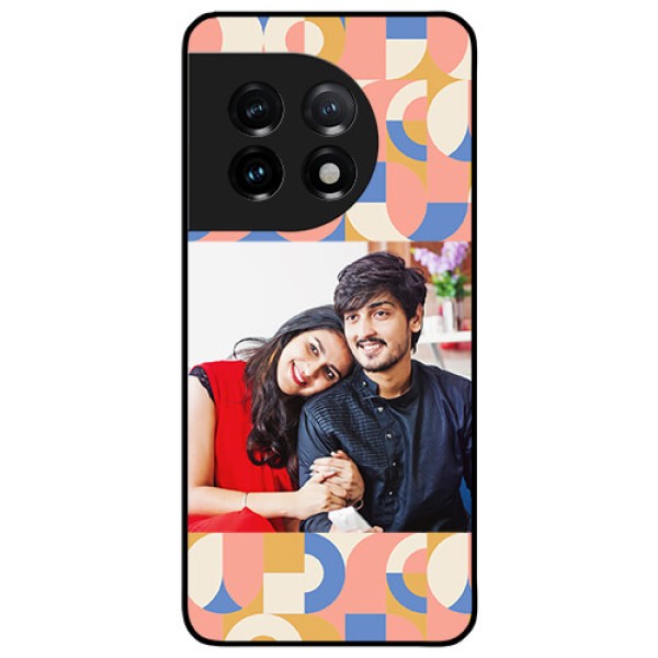 OnePlus 11 5G Photo Printing on Glass Case - Semi-circle Maze Pattern Design OnePlus 11 5G Photo Printing on Glass Case - Semi-circle Maze Pattern Design