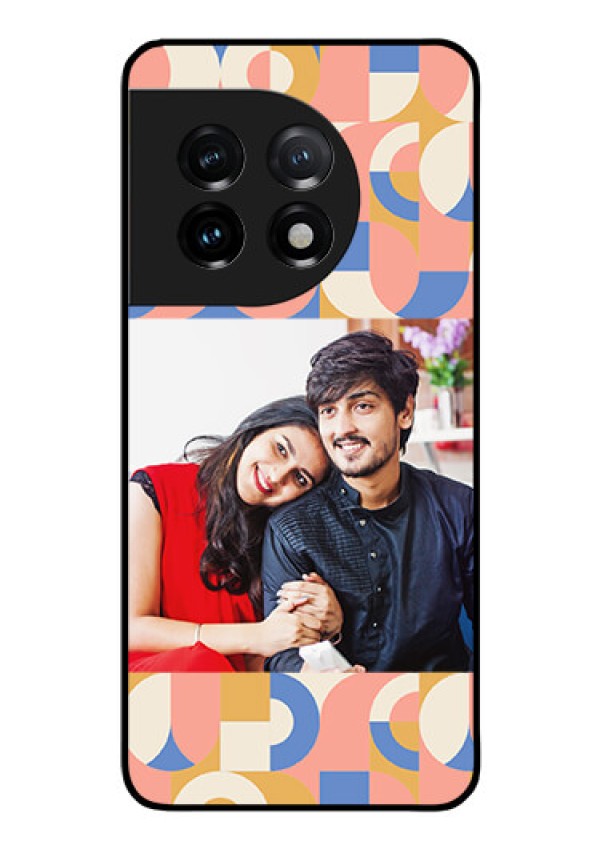 OnePlus 11 5G Photo Printing on Glass Case - Semi-circle Maze Pattern Design