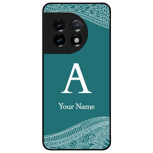 OnePlus 11 5G Personalized Glass Phone Case - line art pattern with custom name Design OnePlus 11 5G Personalized Glass Phone Case - line art pattern with custom name Design