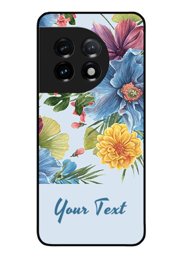 OnePlus 11 5G Custom Glass Mobile Case - Stunning Watercolored Flowers Painting Design