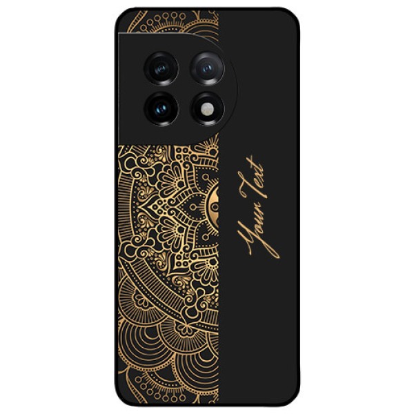 OnePlus 11 5G Photo Printing on Glass Case - Mandala art with custom text Design