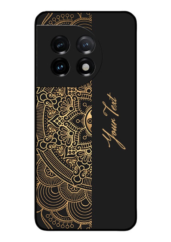 OnePlus 11 5G Photo Printing on Glass Case - Mandala art with custom text Design