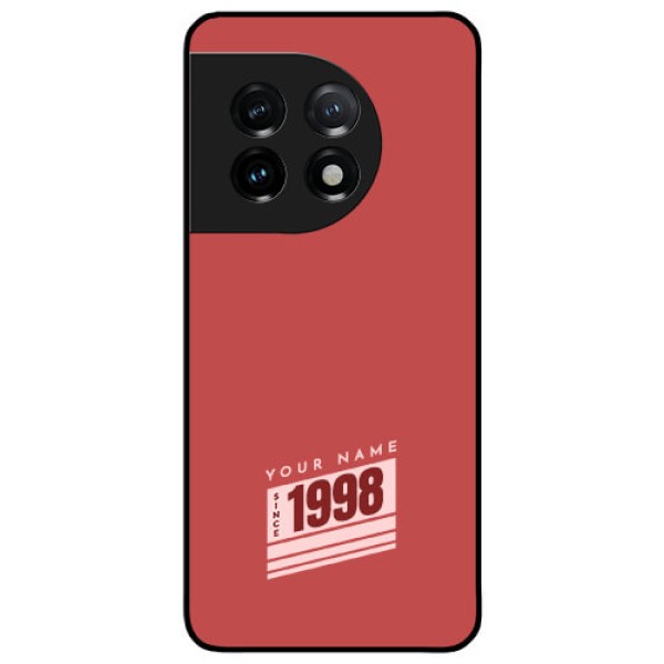OnePlus 11 5G Custom Glass Phone Case - Red custom year of birth Design OnePlus 11 5G Custom Glass Phone Case - Red custom year of birth Design