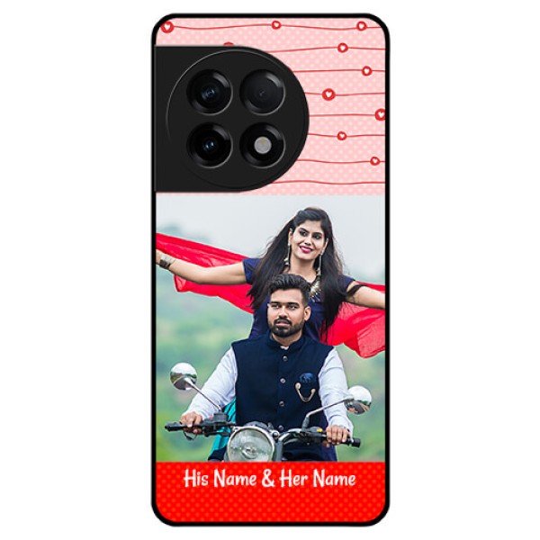 OnePlus 11R 5G Personalized Glass Phone Case - Red Pattern Case Design