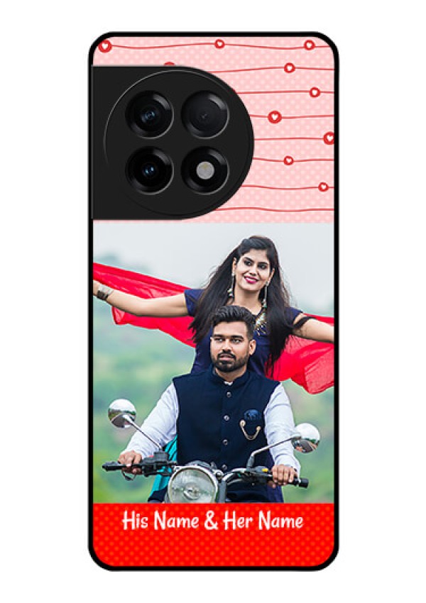 OnePlus 11R 5G Personalized Glass Phone Case - Red Pattern Case Design