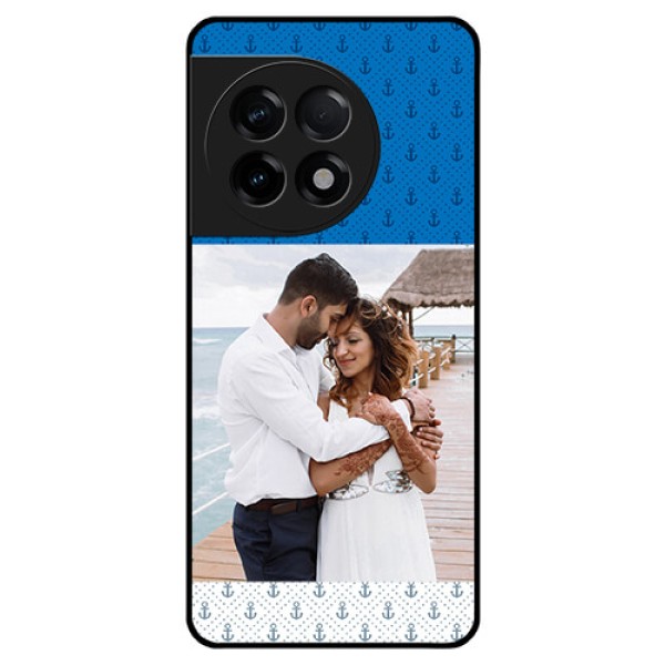 OnePlus 11R 5G Photo Printing on Glass Case - Blue Anchors Design