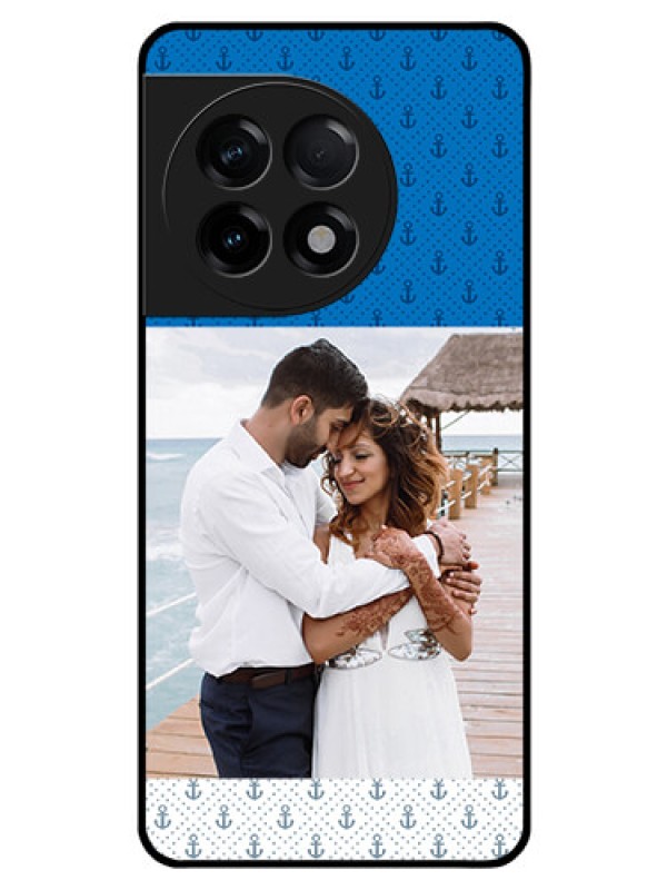 Custom OnePlus 11R 5G Photo Printing on Glass Case - Blue Anchors Design