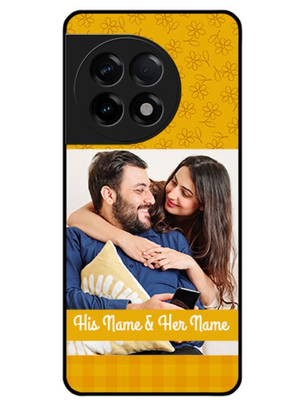 Custom OnePlus 11R 5G Custom Glass Mobile Case - Yellow Floral Design