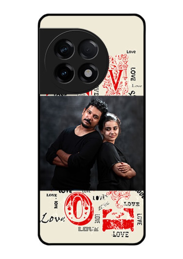 OnePlus 11R 5G Photo Printing on Glass Case - Trendy Love Design Case