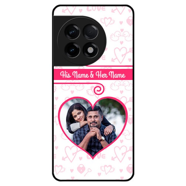OnePlus 11R 5G Personalized Glass Phone Case - Heart Shape Love Design