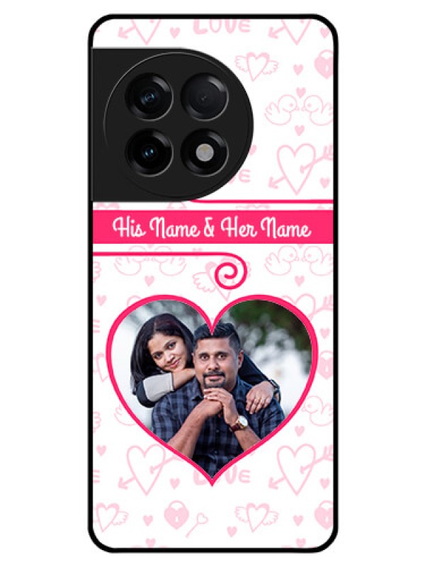 Custom OnePlus 11R 5G Personalized Glass Phone Case - Heart Shape Love Design