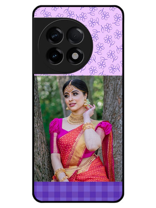 Custom OnePlus 11R 5G Custom Glass Phone Case - Purple Floral Design