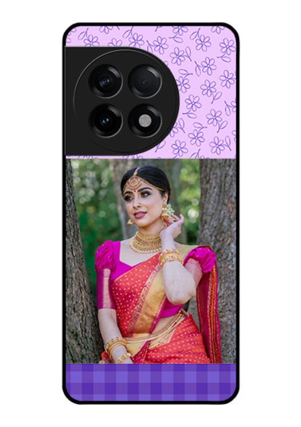 OnePlus 11R 5G Custom Glass Phone Case - Purple Floral Design