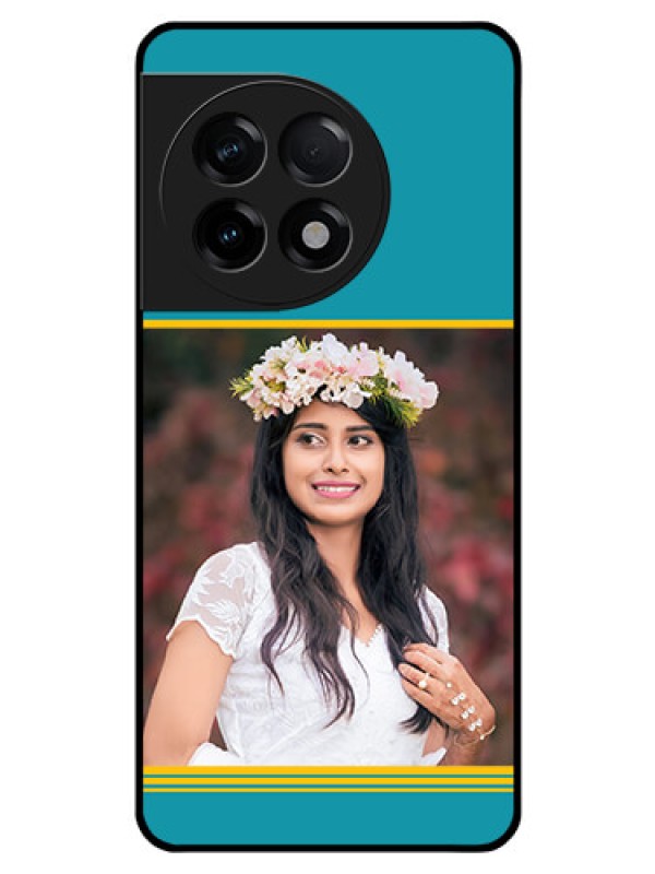 Custom OnePlus 11R 5G Custom Glass Phone Case - Yellow & Blue Design