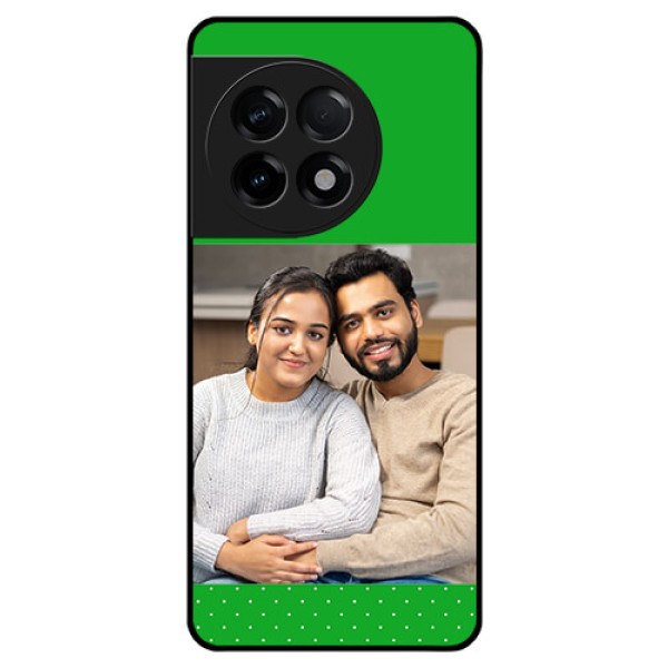 OnePlus 11R 5G Personalized Glass Phone Case - Green Pattern Design