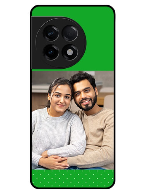 Custom OnePlus 11R 5G Personalized Glass Phone Case - Green Pattern Design