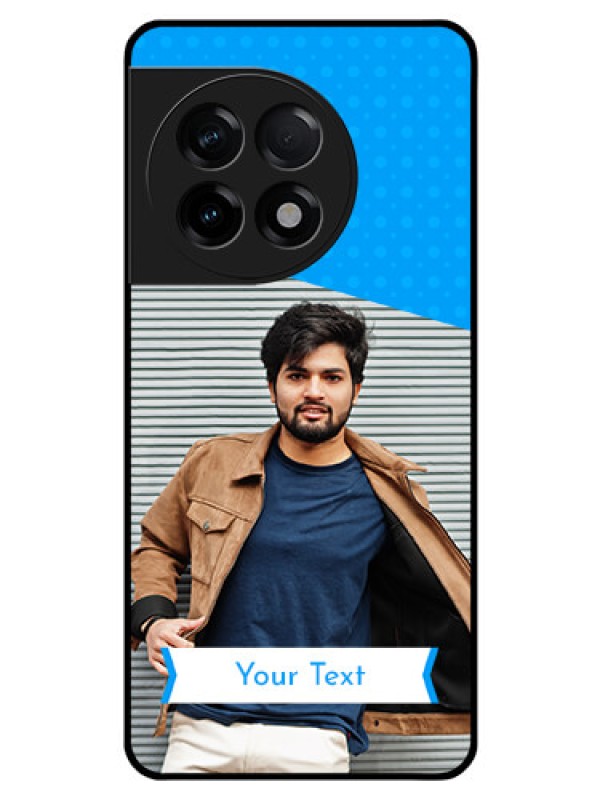Custom OnePlus 11R 5G Photo Printing on Glass Case - Simple Blue Color Design