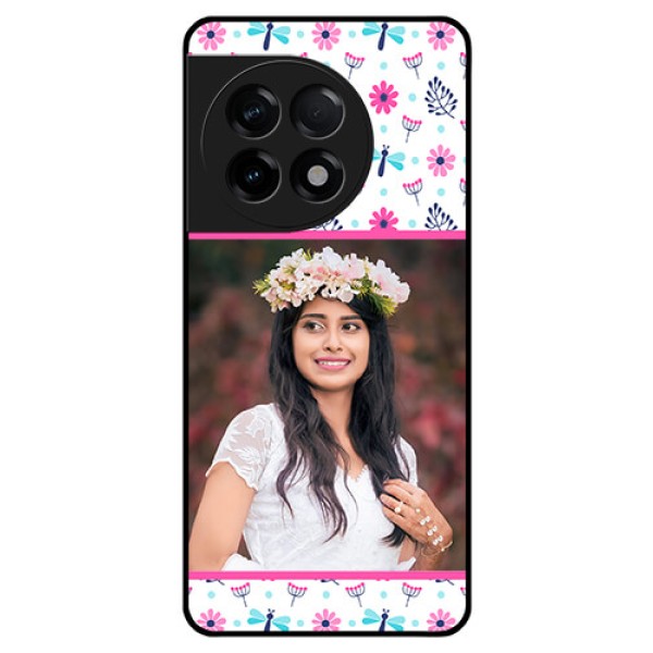OnePlus 11R 5G Photo Printing on Glass Case - Colorful Flower Design OnePlus 11R 5G Photo Printing on Glass Case - Colorful Flower Design