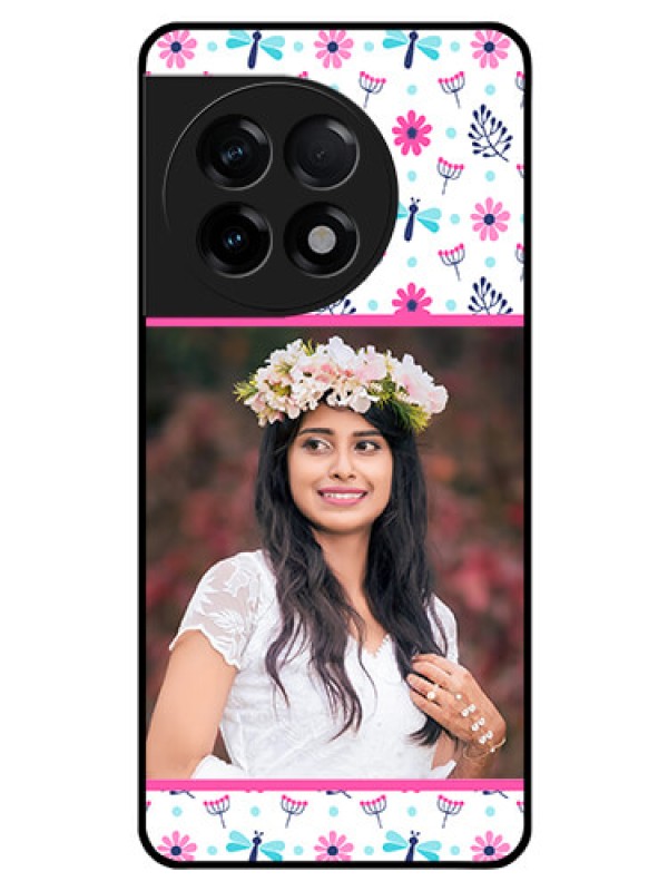 Custom OnePlus 11R 5G Photo Printing on Glass Case - Colorful Flower Design
