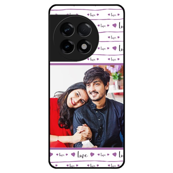 OnePlus 11R 5G Custom Glass Mobile Case - Couples Heart Design