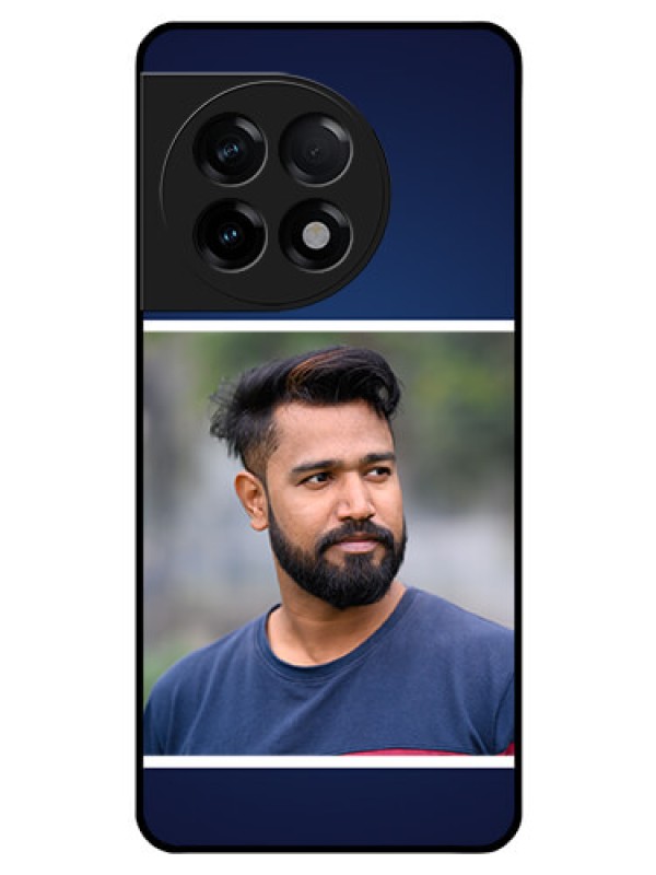 Custom OnePlus 11R 5G Personalized Glass Phone Case - Simple Royal Blue Design