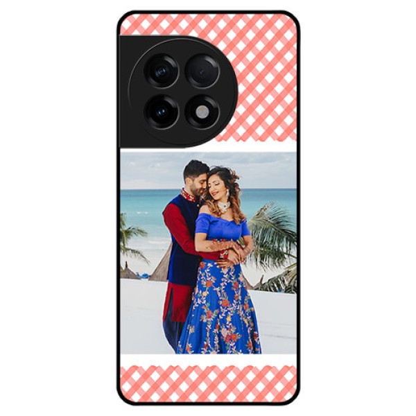 OnePlus 11R 5G Personalized Glass Phone Case - Pink Pattern Design