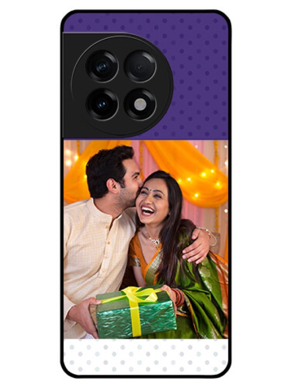 Custom OnePlus 11R 5G Personalized Glass Phone Case - Violet Pattern Design