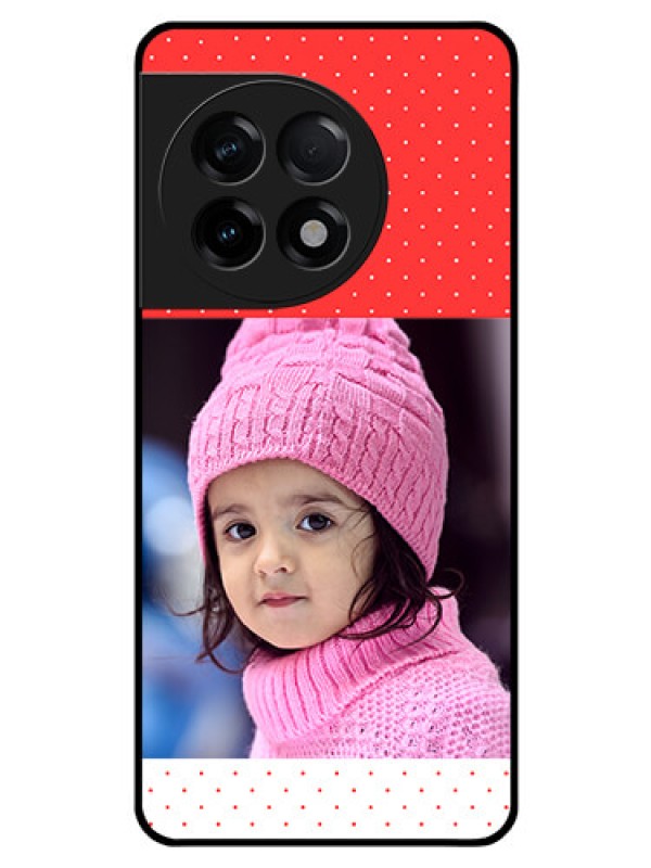 Custom OnePlus 11R 5G Photo Printing on Glass Case - Red Pattern Design