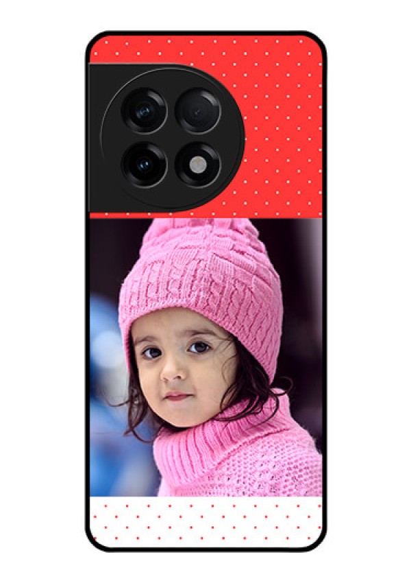 OnePlus 11R 5G Photo Printing on Glass Case - Red Pattern Design