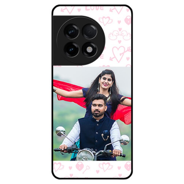OnePlus 11R 5G Custom Glass Mobile Case - Pink Flying Heart Design OnePlus 11R 5G Custom Glass Mobile Case - Pink Flying Heart Design