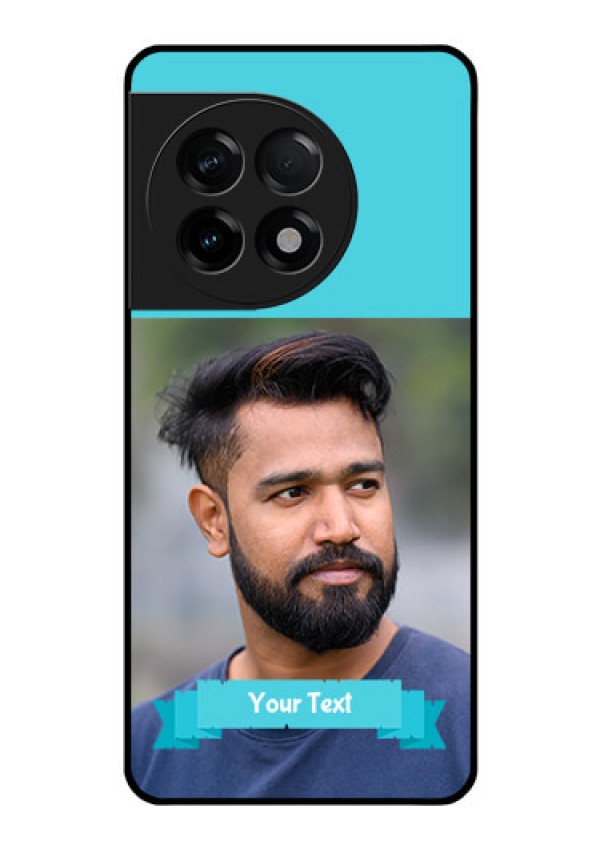 OnePlus 11R 5G Personalized Glass Phone Case - Simple Blue Color Design