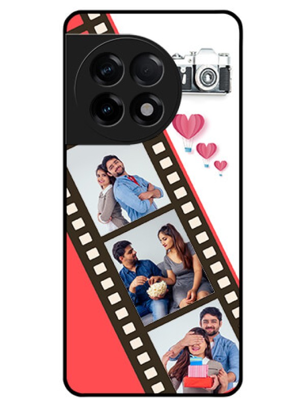 Custom OnePlus 11R 5G Personalized Glass Phone Case - 3 Image Holder with Film Reel