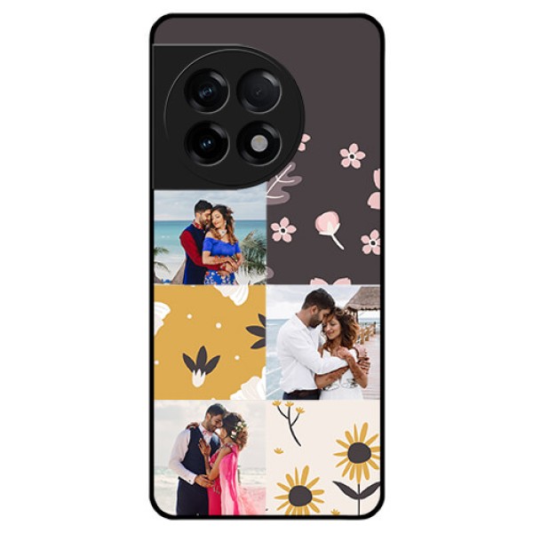 OnePlus 11R 5G Photo Printing on Glass Case - 3 Images with Floral Design OnePlus 11R 5G Photo Printing on Glass Case - 3 Images with Floral Design