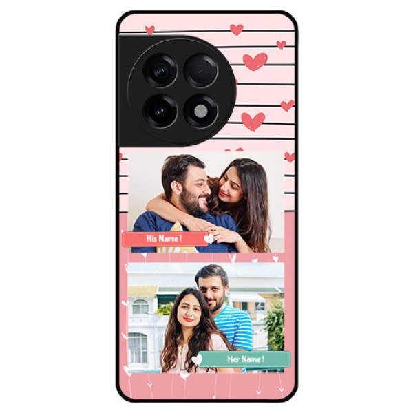 OnePlus 11R 5G Custom Glass Mobile Case - Photo with Heart Design OnePlus 11R 5G Custom Glass Mobile Case - Photo with Heart Design