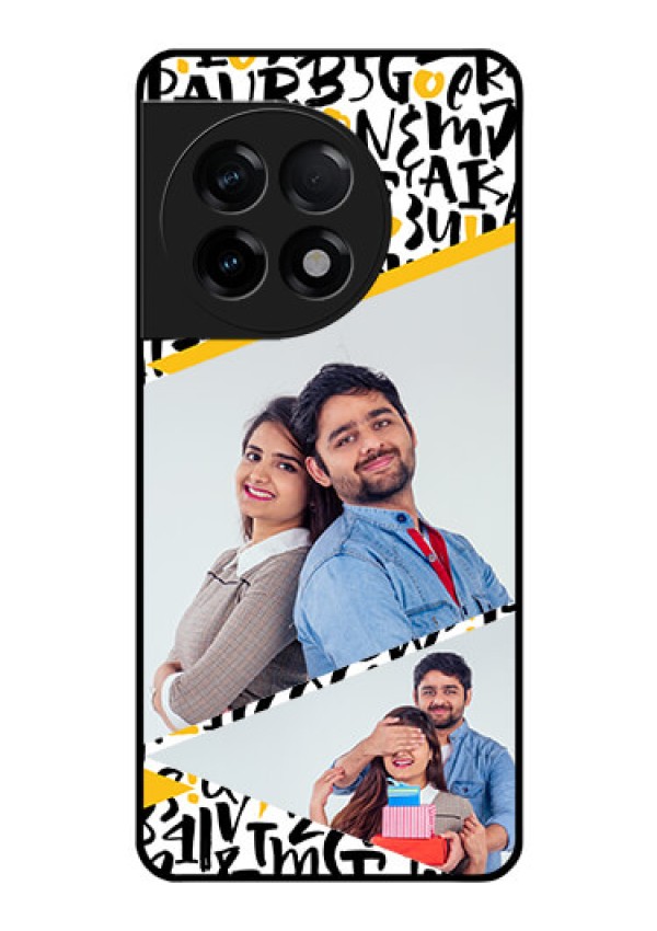 OnePlus 11R 5G Custom Glass Mobile Case - Letters Pattern Design
