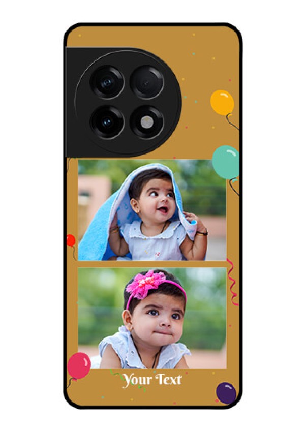 OnePlus 11R 5G Personalized Glass Phone Case - Image Holder with Birthday Celebrations Design