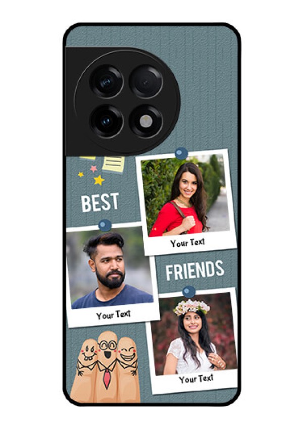 OnePlus 11R 5G Personalized Glass Phone Case - Sticky Frames and Friendship Design