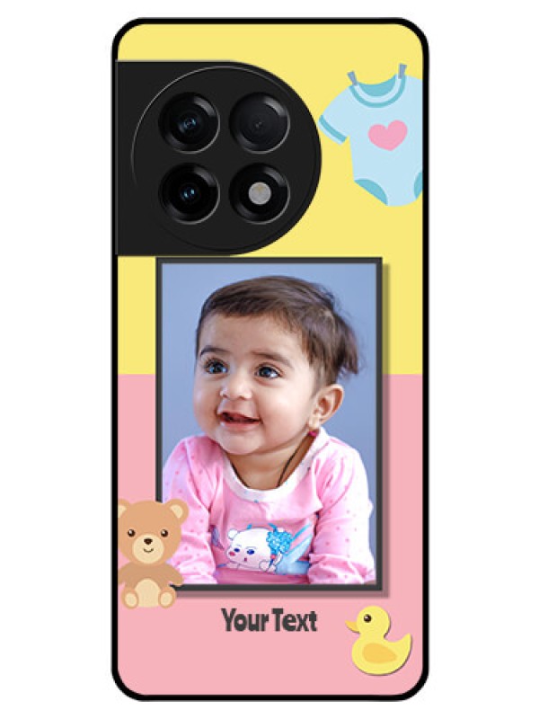 Custom OnePlus 11R 5G Photo Printing on Glass Case - Kids 2 Color Design