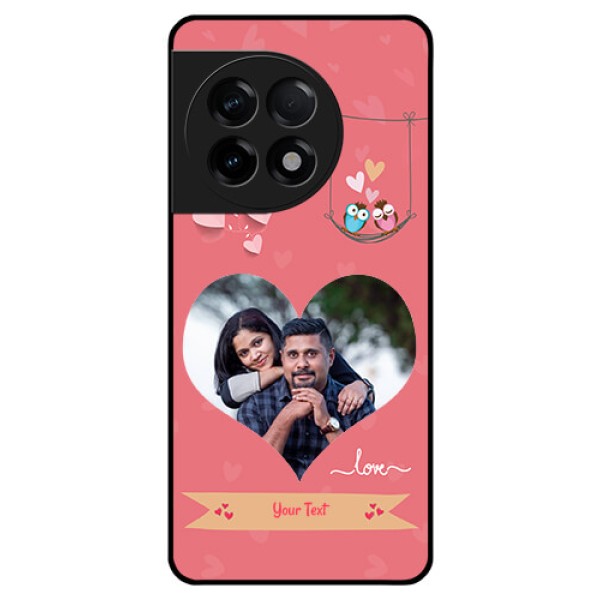 OnePlus 11R 5G Personalized Glass Phone Case - Peach Color Love Design OnePlus 11R 5G Personalized Glass Phone Case - Peach Color Love Design
