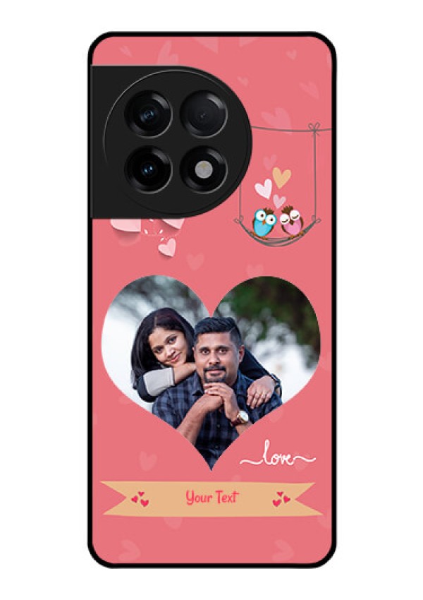 OnePlus 11R 5G Personalized Glass Phone Case - Peach Color Love Design