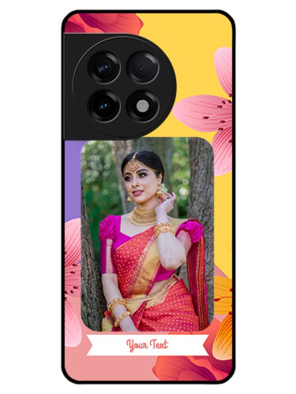 Custom OnePlus 11R 5G Custom Glass Mobile Case - 3 Image With Vintage Floral Design