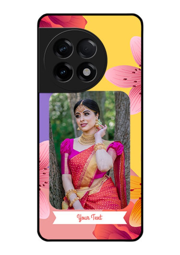 OnePlus 11R 5G Custom Glass Mobile Case - 3 Image With Vintage Floral Design