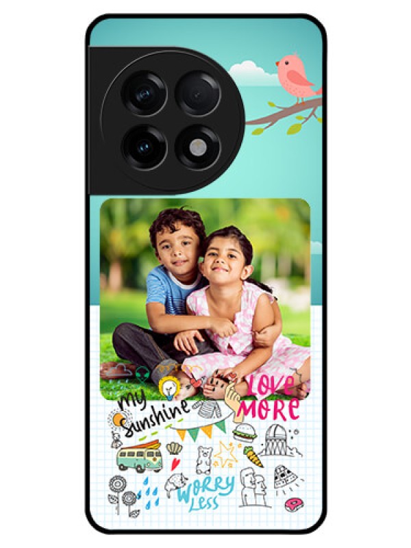 Custom OnePlus 11R 5G Photo Printing on Glass Case - Doodle love Design
